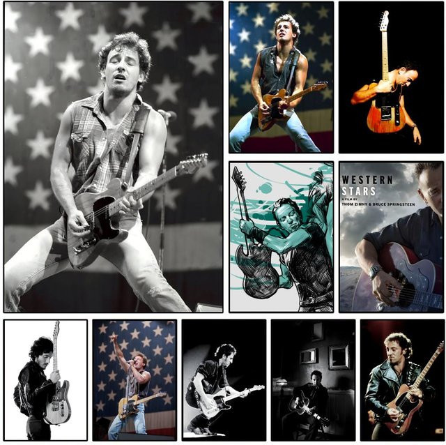 American Rock Bruce Legend S-Springsteen Poster selbstklebende Wanddekoration in White und Multicolour - Bild 1