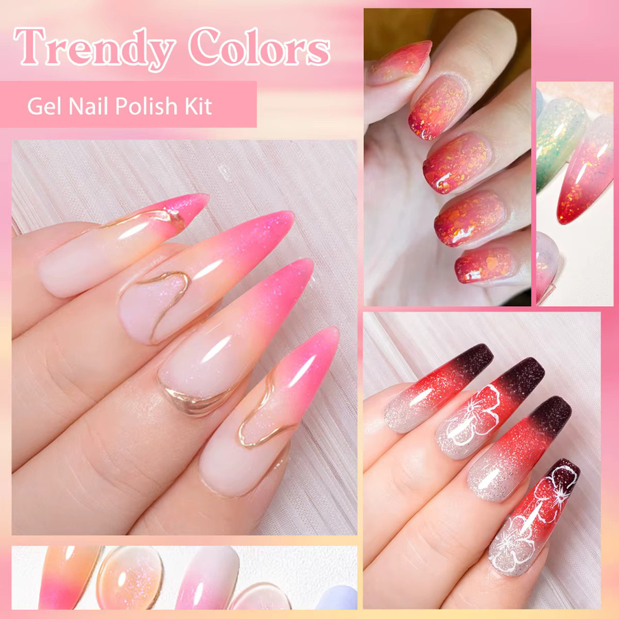 MEET ACROSS Thermischer UV Gel Nagellack, 6 Stück, Glänzend - Bild 4
