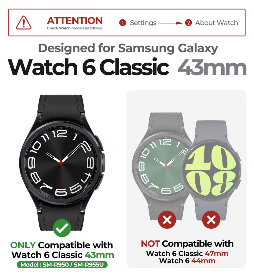 DEXNOR Uhrenarmband für Samsung Galaxy Watch6 Classic, Silikon, Schwarz, Unisex - Bild 6