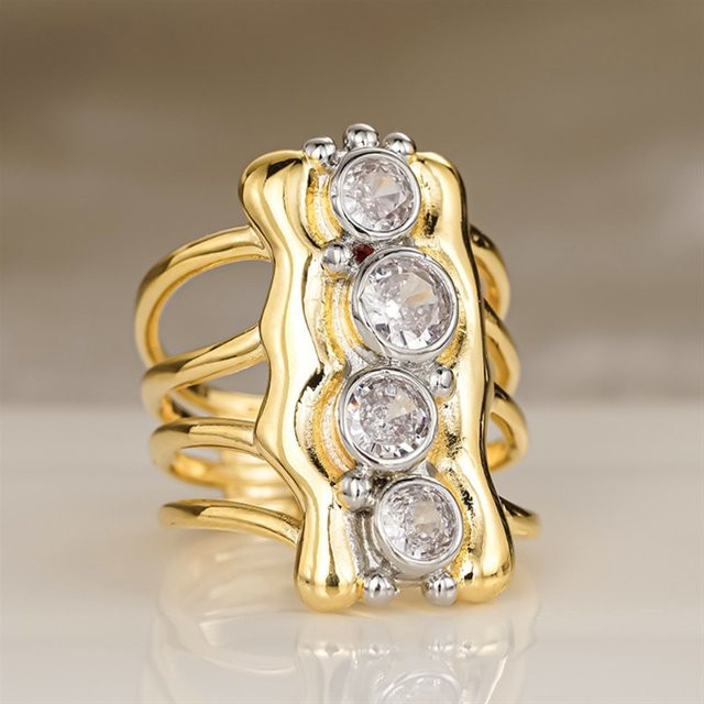 Huitan Chic Ring, Zirkonia, Gold, Damen - Bild 1