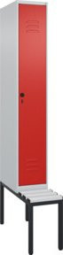 C+P Spind Classic PLUS Garderobenspind mit Sitzbank, 1 Abteil, Lichtgrau, B/T/H: 212,0 x 30,0 x 81,5 cm - Bild 1