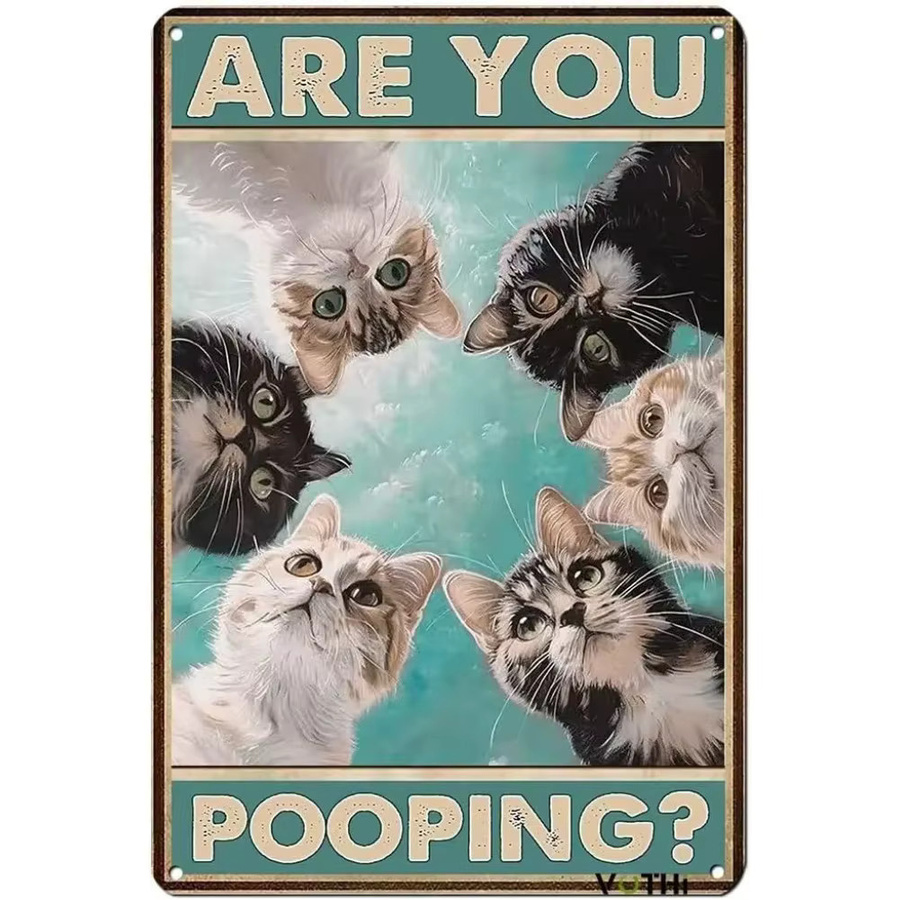 HELLOYOUNG Blechschild Black Cat Are You Pooping Wanddekoration aus Aluminium, Höhe: 20 cm, Breite: 20 cm - Bild 2