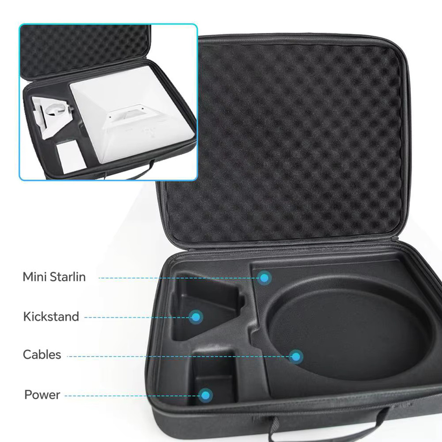 SZKOSTON Starlink Mini Reisetasche in Schwarz mit stoßdämpfendem Schaumstoff Innenschutz und Hartschale als tragbarer Aufbewahrungskoffer für Adapter und Kabel - Bild 5