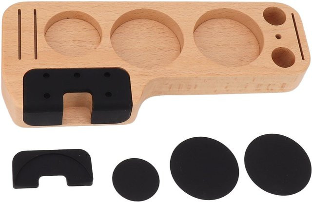 CosyHome Kaffee Tamper Station aus Buche in Beige mit komfortablem Griff und Pads für Kaffeefilter und Tamper - Bild 1