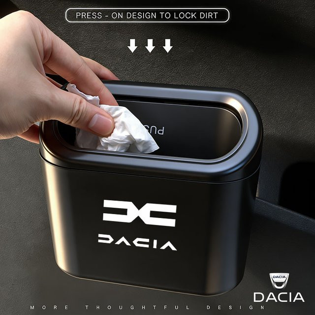 Dacia Mülleimer für das Auto in Schwarz mit Autologo als praktischer Müllbehälter und Aufbewahrungseimer für Dacia Duster, Sandero, Bigster, Dokker, Jogger und Logan, B/T/H: 14,0 x 16,0 cm - Bild 1
