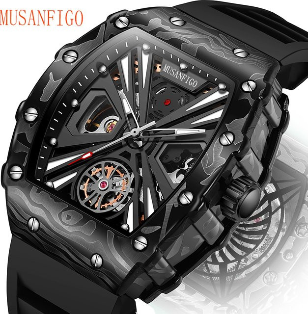 MUSANFIGO Armbanduhr, Automatik, Silikon, Schwarz, Herren - Bild 1