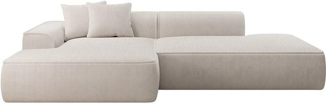 Vente-unique Sofa Erynel in Beige mit Cord-Bezug, L-Form, Breite: 305 cm - Bild 1