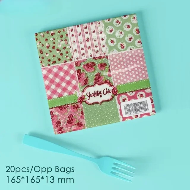 GUANYAO 20er Set Papier Servietten mit kariertem Blumenmuster in Multicolour, 2-lagig, B/B: 33 x 33 cm - Bild 1