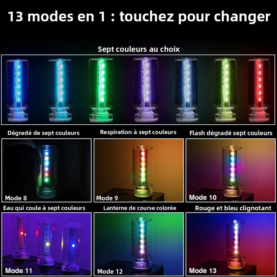 RGB LED Ambientelicht für die Auto-Innenausstattung mit 13 Modi, USB-Anschluss und Touch-Schalter, Mehrfarbig - Bild 3