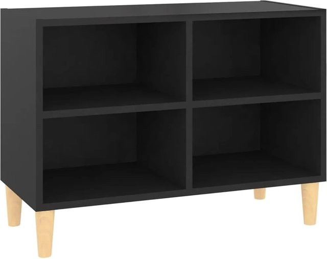 vidaXL TV-Schrank in Schwarz mit Massivholz-Beinen aus Eukalyptus im Skandi-Stil, B/T/H: 69,5 x 30 x 50 cm - Bild 1
