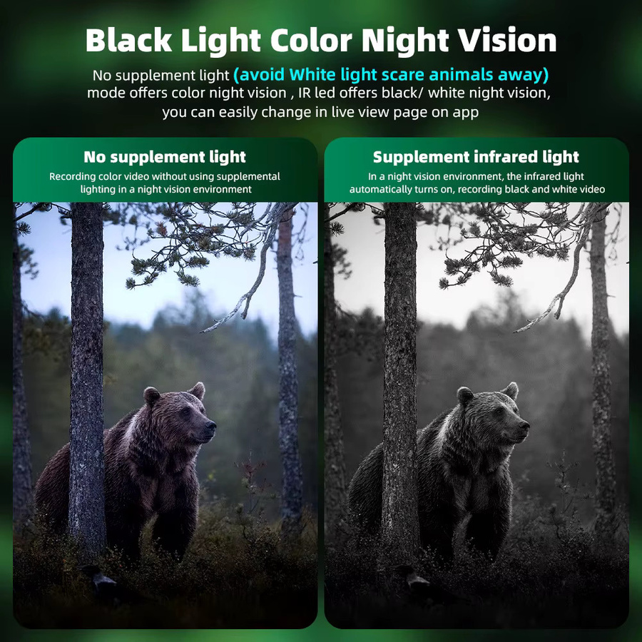 REHENTINT Wildlife Kamera mit 3MP Auflösung, 4G LTE Sim Karte, GPS und Solarpanel, Schwarz - Bild 2