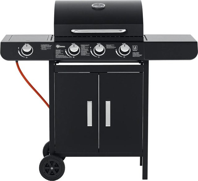 Outsunny Gasgrill aus Stahl und Kunststoff in Schwarz, B/H/T: 50 x 100 x 110 cm - Bild 1