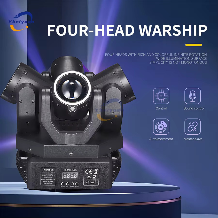 Ybeiyuan LED 150W Moving Head Beam Light mit Laser RGBW 4-in-1-Effekt, DMX512 und Fernbedienung, Schwarz - Bild 4