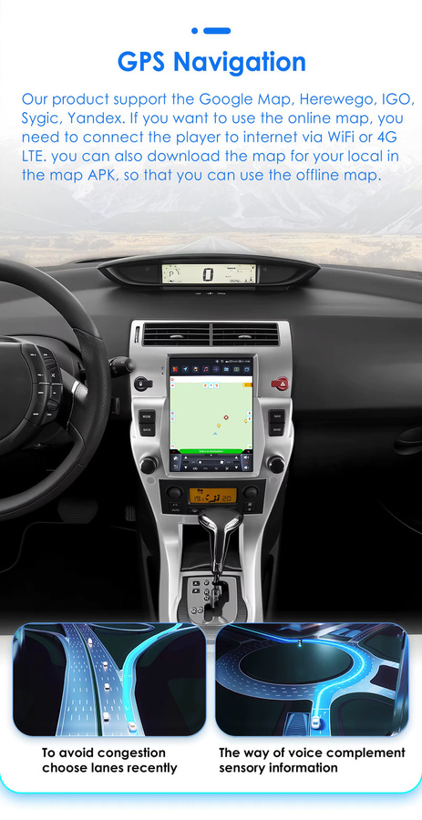 OSSURET Android Autoradio mit 9,7 Zoll Display für Citroen C4/C-Quatre/C-Triomphe 2004-2012, Carplay Multimedia-Player mit GPS und 4G, Schwarz - Bild 3