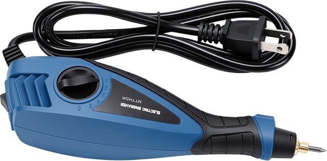 Elektrischer Gravierstift von Fishine als Handheld Ätzwerkzeug für DIY Personalisierungen auf Metall, Glas und Holz in Schwarz - Bild 1