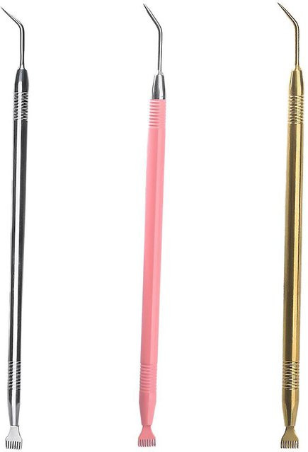 Wimpernlifting-Werkzeug aus Edelstahl, Doppelseitig mit Spitze Enden & Trennkamm, Pink Metallic - Bild 1