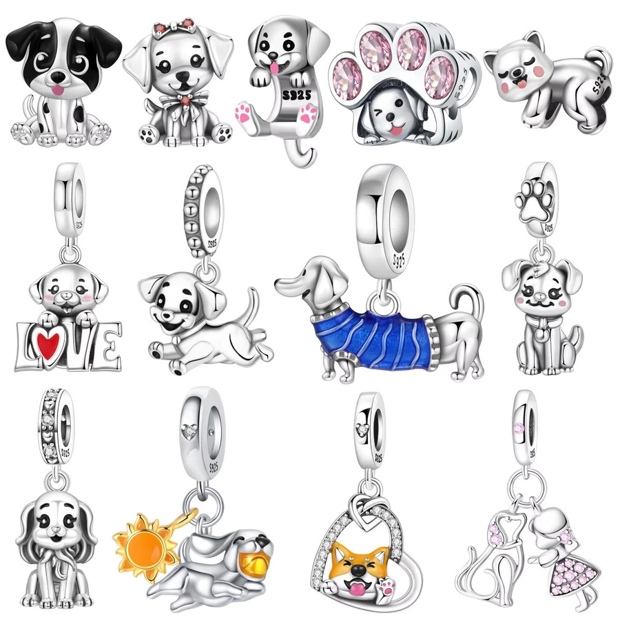 MISEFF Charm-Perlen, Schleifenknoten Welpen, 925 Silber, Damen - Bild 1