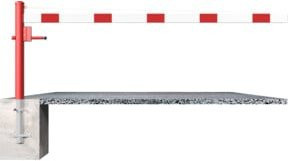 Schake Drehschranke 2,00m mit Dreikantverschluss und Seilzugverstärkung, Drehpfosten Ø 102mm in Rot RAL 3001 und Schrankenarm aus Aluminium in Weiß/Rot zum Einbetonieren - Bild 1