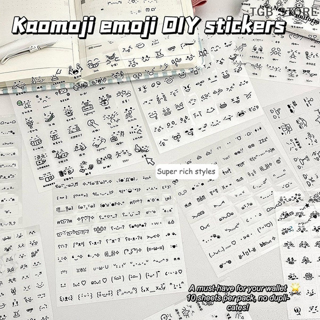 DIAPER&CORED Emoticon Aufkleber, transparent, 10-teiliges Set - Bild 1