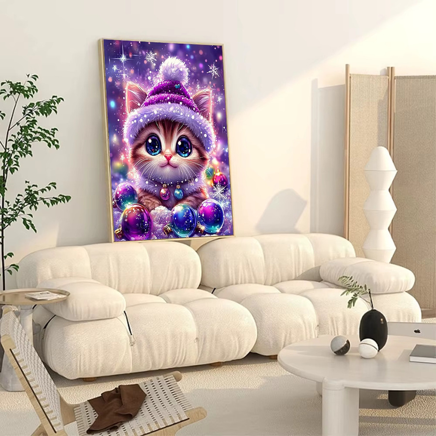 Huacan Diamant-Mosaik Set Katze in Winterlandschaft, Mehrfarbig, B/H: 30 x 20 cm - Bild 3