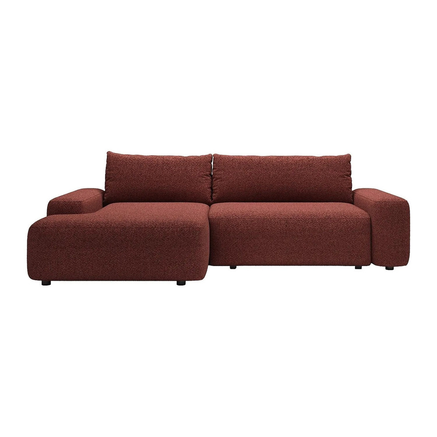 Vente-unique Schlafsofa Daviso in Bordeaux mit L-Form und Schlaffunktion aus Chenille-Stoff - Bild 2