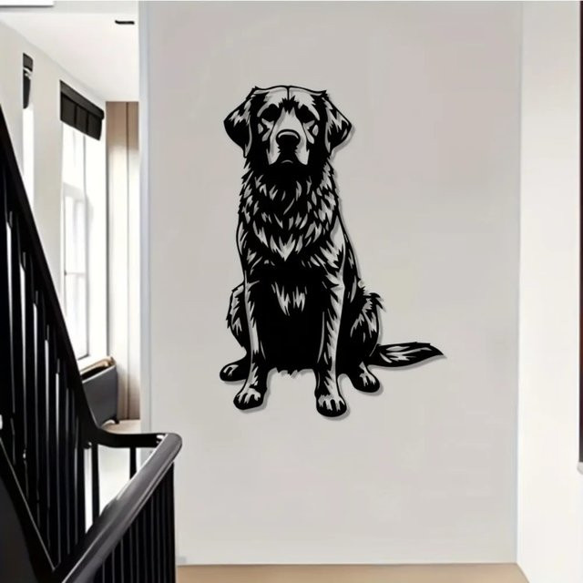 CIFBUY Wandkunst Treuer Hund aus schwarzem Aluminium für Garten und Heim-Dekoration - Bild 1