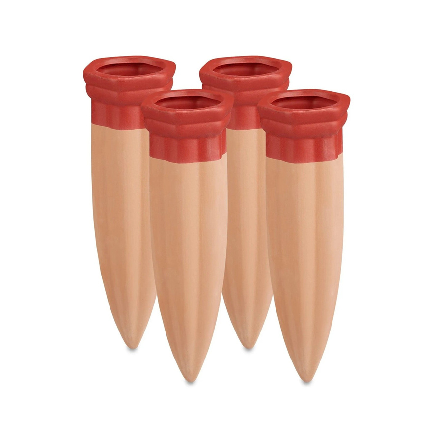 Relaxdays Bewässerungskegel aus Keramik in Terracotta für Zimmerpflanzen und Balkon, 4er Set, Höhe: 17 cm, Breite: 5,5 cm, Tiefe: 5,5 cm - Bild 2