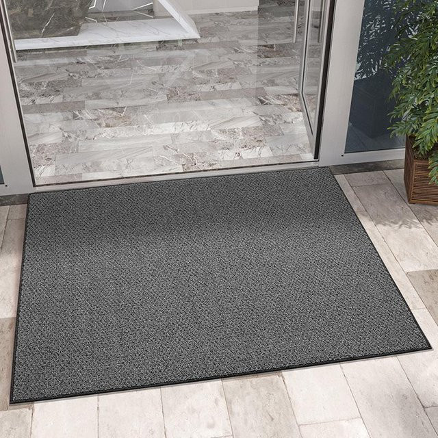 Pflegeleichte Anti-Rutsch Eingangsmatte aus Polypropylen in Grau, B/B: 60 x 90 cm - Bild 1