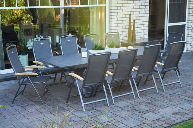 Hartman Garten-Essgruppe Xanadu / Raffaelo in Anthrazit aus Aluminium und Glaskeramik mit 10 Klappstühlen, Tisch erweiterbar, B/T: 220 x 100 cm bis 280 x 100 cm - Bild 1