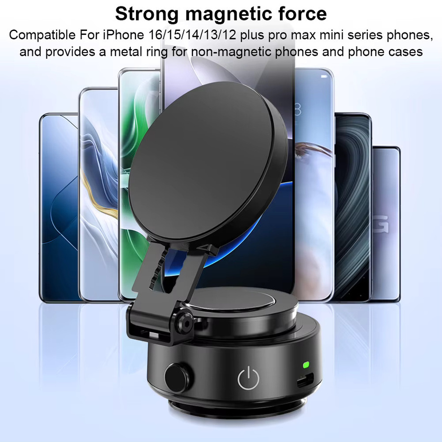 TCYATO MagSafe Magnetische Vakuum-Autohalterung für iPhone in Schwarz, 360 Grad drehbar und zusammenklappbar - Bild 3