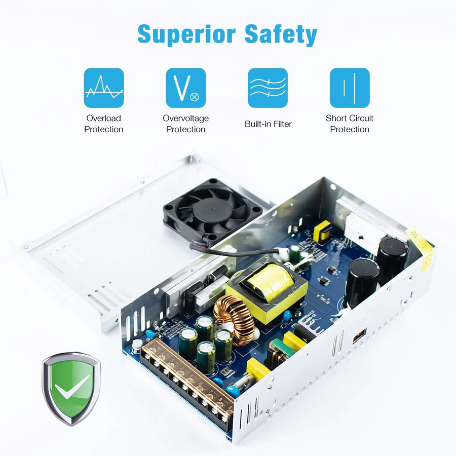 AEVYVKV DC Netzteil in Silber für Router, LED Streifen und CCTV, AC 220V/110V zu DC 5V, 12V, 24V, 36V oder 48V - Bild 2