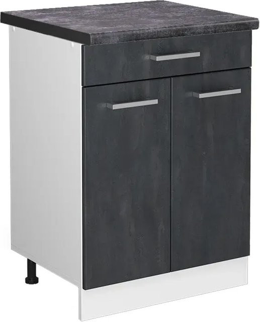 Vicco Küchenunterschrank R-Line Schubladenschrank in Schwarz Beton und Anthrazit mit weißem Korpus, Breite: 60 cm - Bild 1