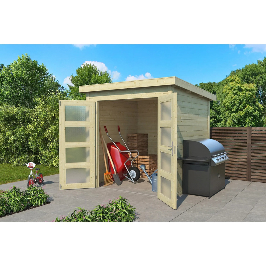 Lasita Maja Gartenhaus Zambezi 1 aus Fichtenholz in Beige mit Flachdach B/H/T: 220 x 210,9 x 224,6 cm - Bild 2