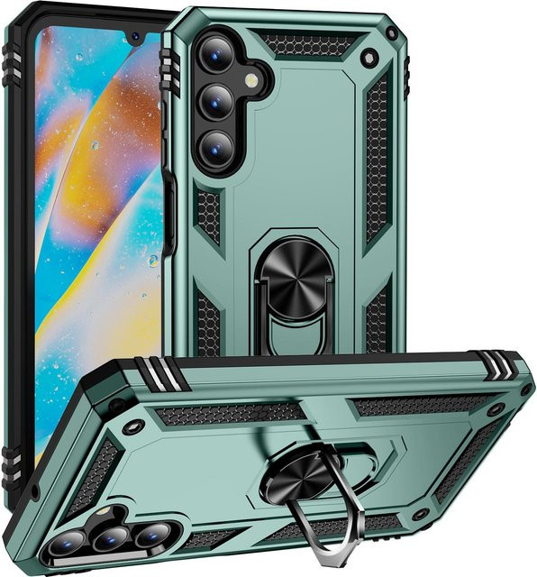 Stoßfeste Silikon Schutzhülle mit Ringständer für Samsung Galaxy A34 5G in Grün - Bild 1