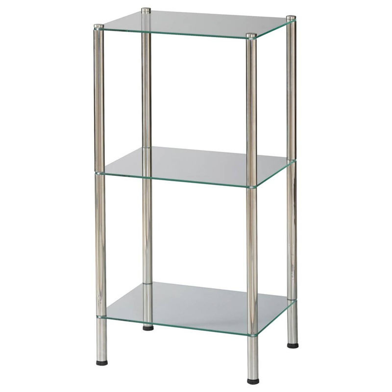 Pocoline Badregal aus Edelstahl und Glas in Silber, B/H/T: 40 x 79 x 30 cm - Bild 2