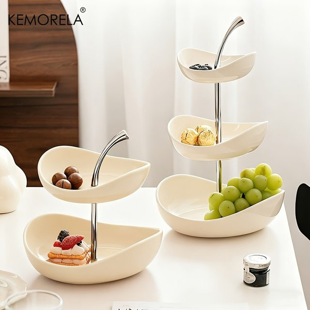 KEMORELA Keramik-Obstplatte in Weiß für Snacks und Desserts - Bild 1
