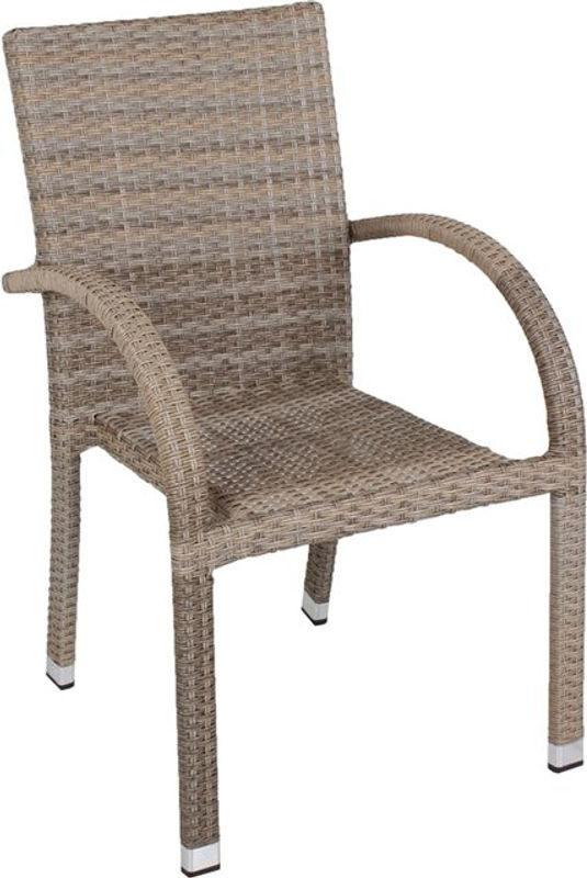 Garden Pleasure Stapelstuhl Modesto mit Armlehnen aus Aluminium und Kunststoffgeflecht, 2er Set, Braun, B/T/H: 57 x 64 x 90 cm - Bild 2