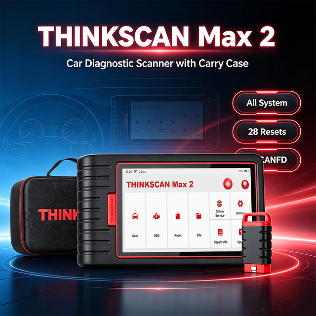 THINKCAR Thinkscan Max 2 OBD-Diagnosegerät in Schwarz mit CAN-FD-Unterstützung und 28 Service-Funktionen inklusive TPMS - Bild 1