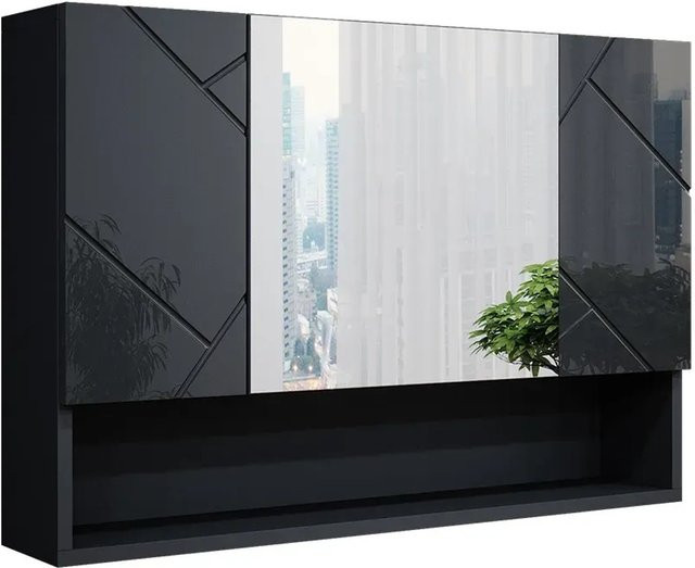 Vicco Spiegelschrank Irma Anthrazit Hochglanz modern B/H: 80 x 55 cm - Bild 2