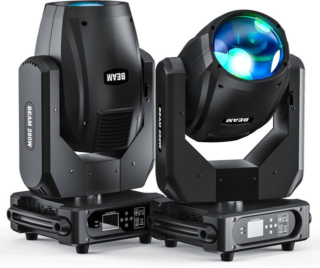 U'King Moving Head Licht 280W mit DMX512, 16CH RGB 3in1 LED Strahler mit Regenbogen-Effekt und Mustern, Schwarz - Bild 1
