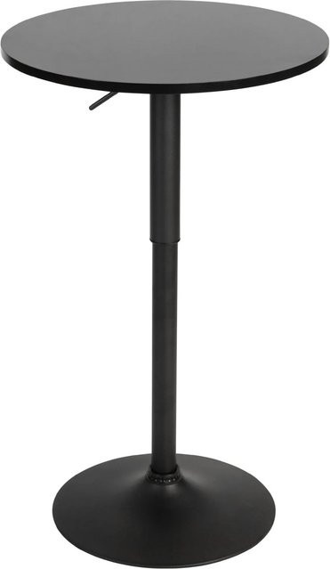 DELUKE 2in1 Stehtisch Höhenverstellbar CHERI Rund, Durchmesser: 60 cm, Höhe: 106 cm, Metallgestell, Schwarz - Bild 1