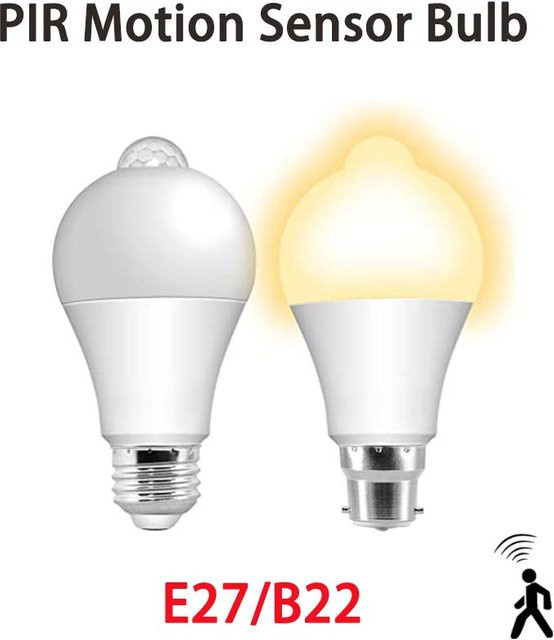 LED-Bewegungsmelder-Glühbirne mit PIR-Infrarotsensor E27, 12 W, Weiß - Bild 1