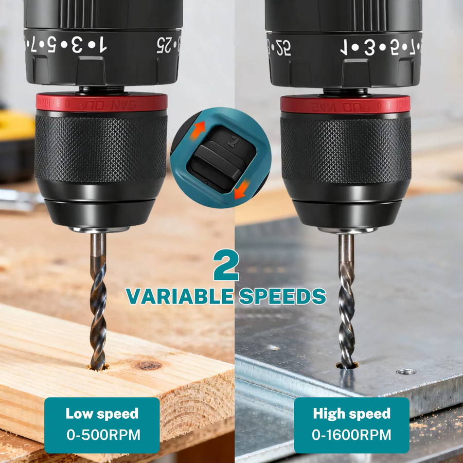 Makita 3-in-1 Elektrischer Schlagbohrer mit 25+3 Drehmoment, Kabelloser Handbohrer für Holzbearbeitung, Kompatibel mit Makita LXT 18V Akku - Bild 6