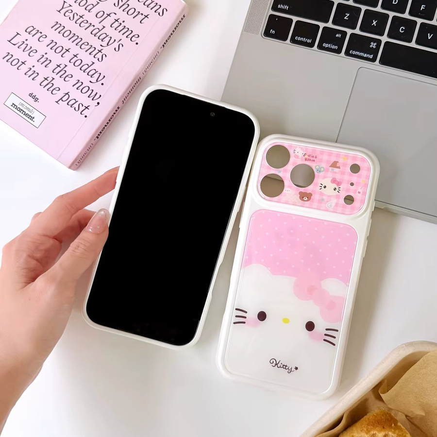 Sanrio Hello Kitty Handyhülle mit Schleife und Polka Dot für iPhone 15, 16 und 17 Pro Max in Pink, stoßfeste Hartschale - Bild 3