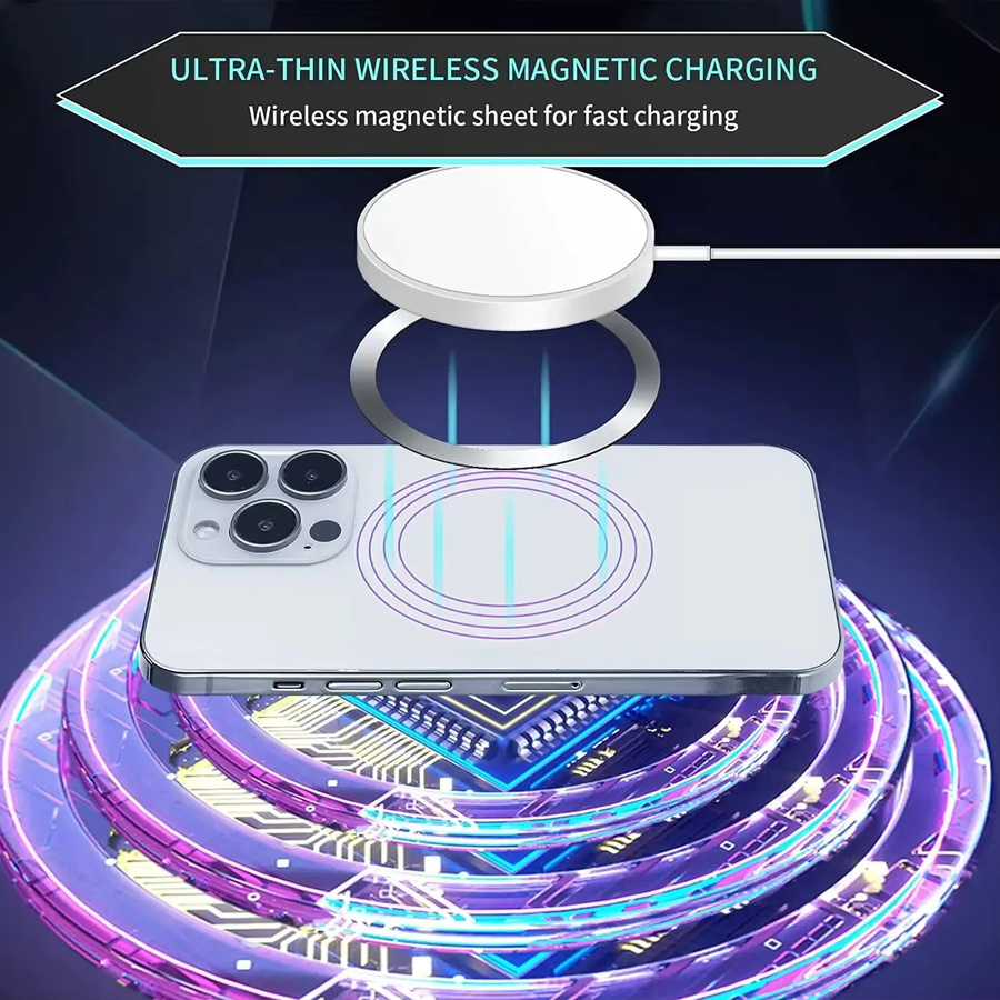 WSSHE Magnetischer Metallring aus Edelstahl in Silber für MagSafe Wireless-Ladegeräte und Auto-Handy-Magnethalter - Bild 4