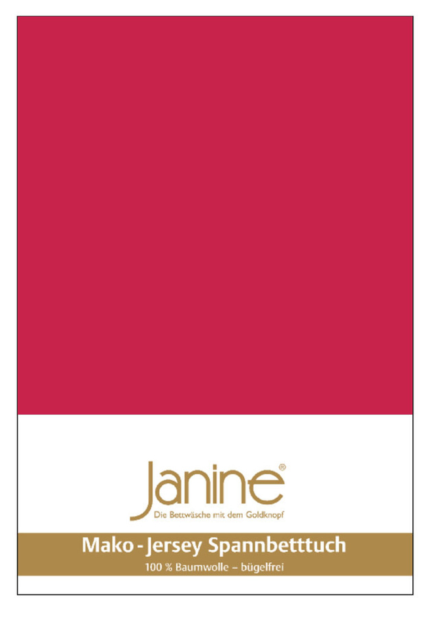 Janine Mako Jersey Spannbetttuch Bettlaken aus Baumwolle, Farbe: Rot, B/T: 140 x 160 cm, Höhe: 200 cm - Bild 1