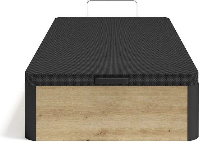 Bettgestell Namosi mit Bettkasten von Vente-unique in Schwarz und Naturfarben Hell, Breite: 90 cm, Länge: 190 cm - Bild 1