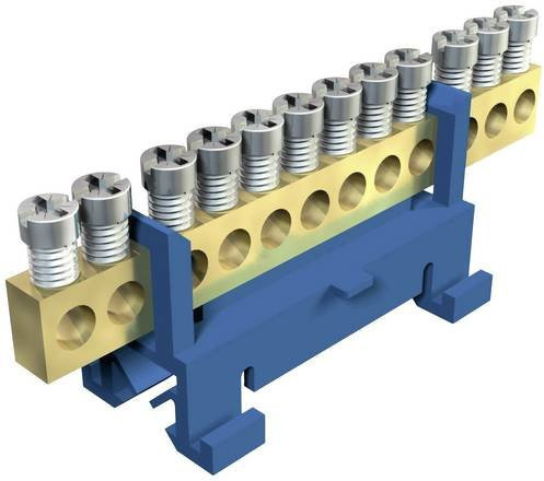 OBO Bettermann Neutralleiterklemme 2054086 blau, 12x16qmm Neutralleitertrenner, 10 Stück - Bild 1