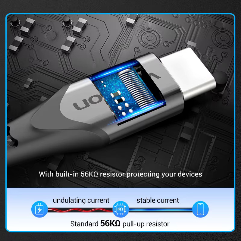 Vention USB Typ-C Kabel Schwarz für Samsung Poco S21 und Xiaomi Redmi Note 8 mit 3A Schnellladung und Datenübertragung - Bild 5