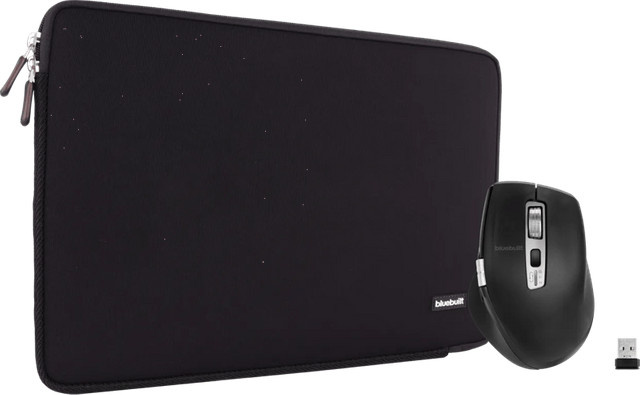 BlueBuilt Laptophülle für Apple MacBook Pro 16 Zoll in Schwarz und BlueBuilt Maximus kabellose ergonomische Bluetooth-Maus mit USB-A - Bild 1